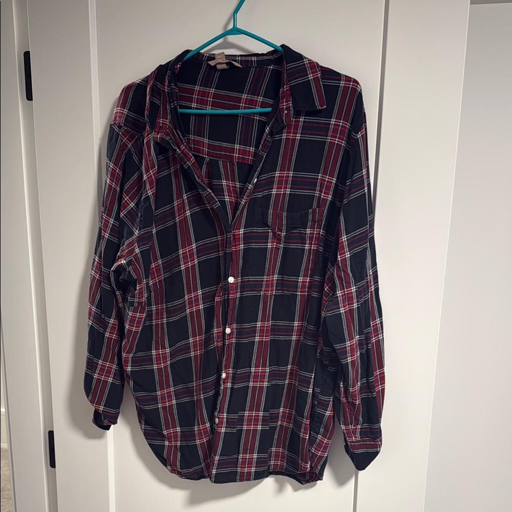 H&M Navy and Red Checkered Shirt